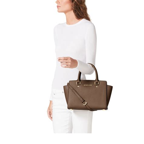 michael kors selma medium satchel dark dune|MICHAEL Michael Kors Selma Medium Top Zip Satchel .